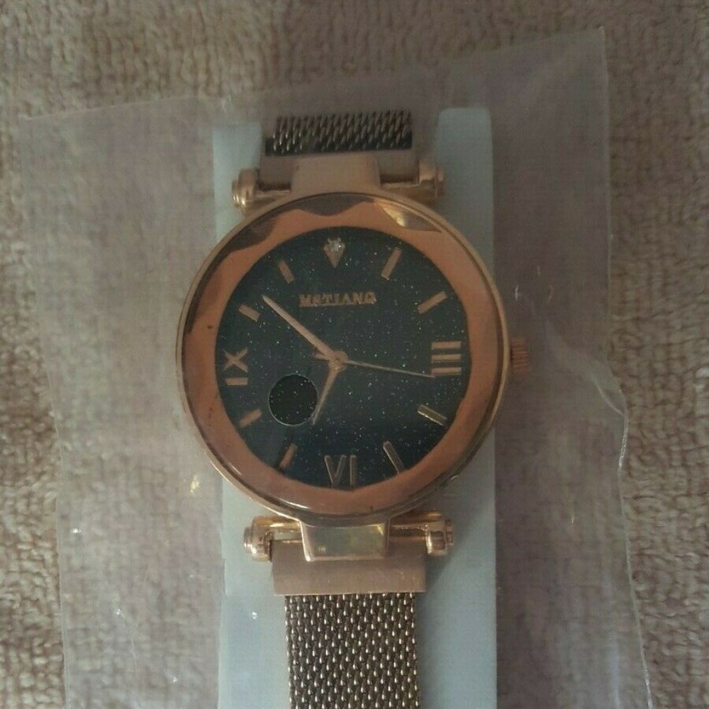 Gold Sparkly Stainless Steel Fashion Women's Watch NEW